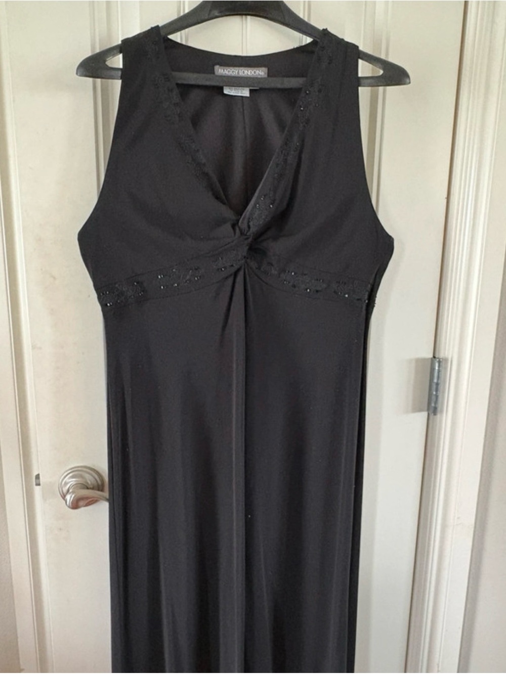 Maggy London Black Twist-Front Maxi Dress